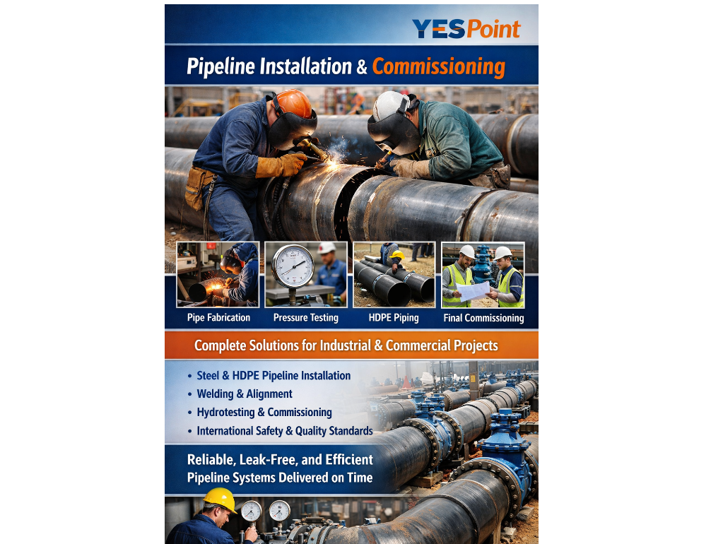 All type of industrial pipe installation, erection and commission .